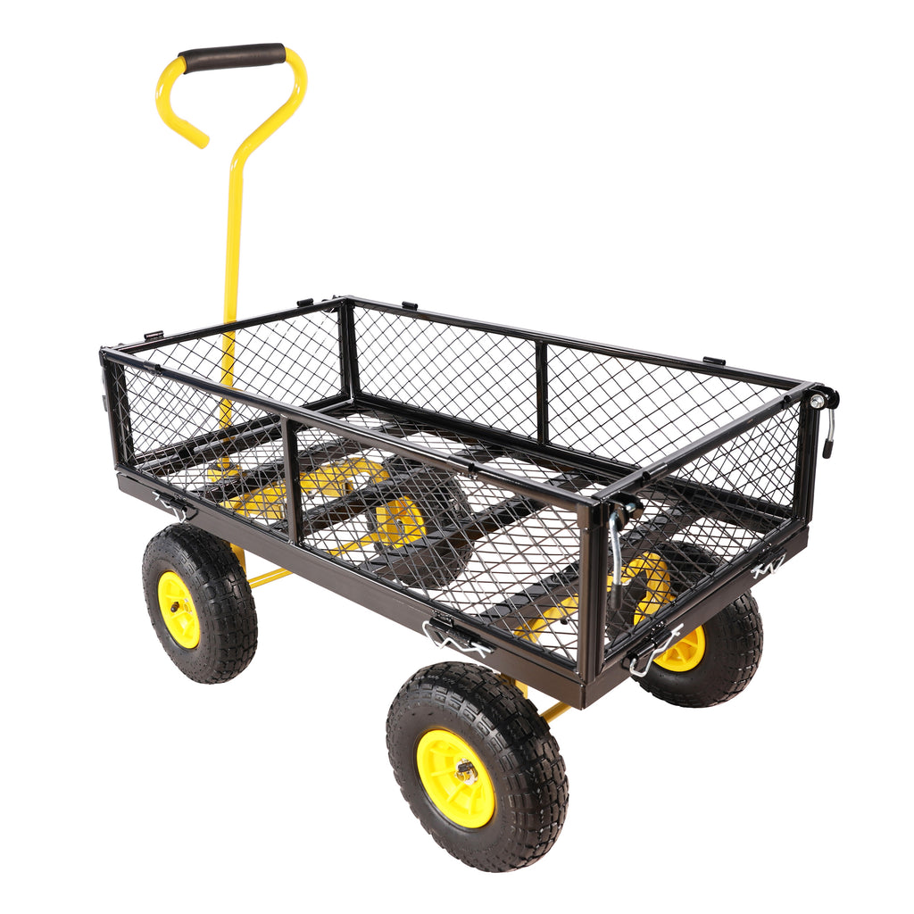 Leoglint Wagon Cart Garden cart trucks make it easier to transport firewood Yellow+Black