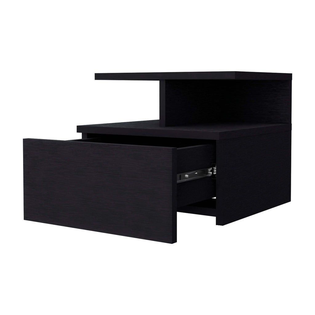 Leoglint Augusta Drawer Chest Floating Nightstand with 2-Tier Shelf and 1-Drawer