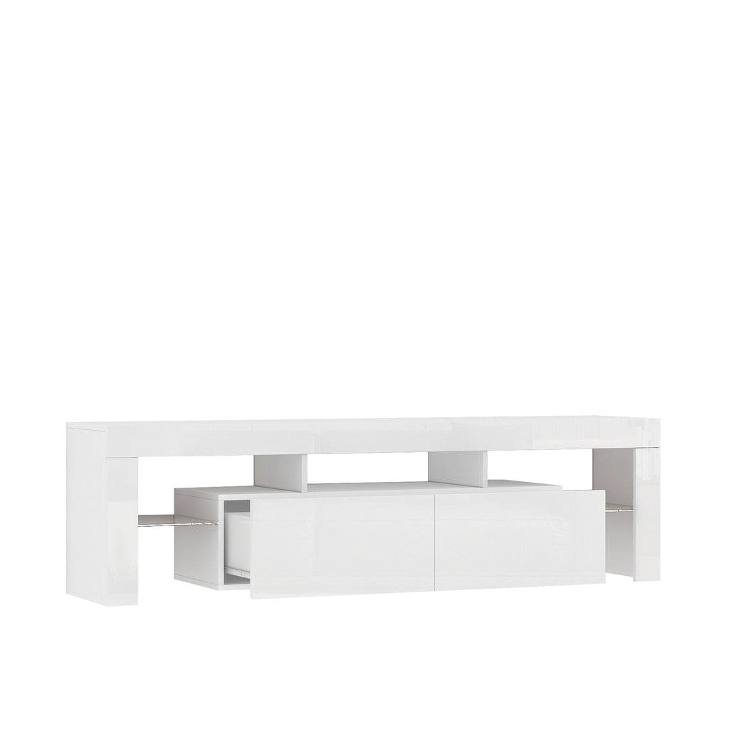 Leoglint High gloss TV Stand with LED Lights for TVs up to 65'', Modern TV Console with Storage Cabinets for Living Room