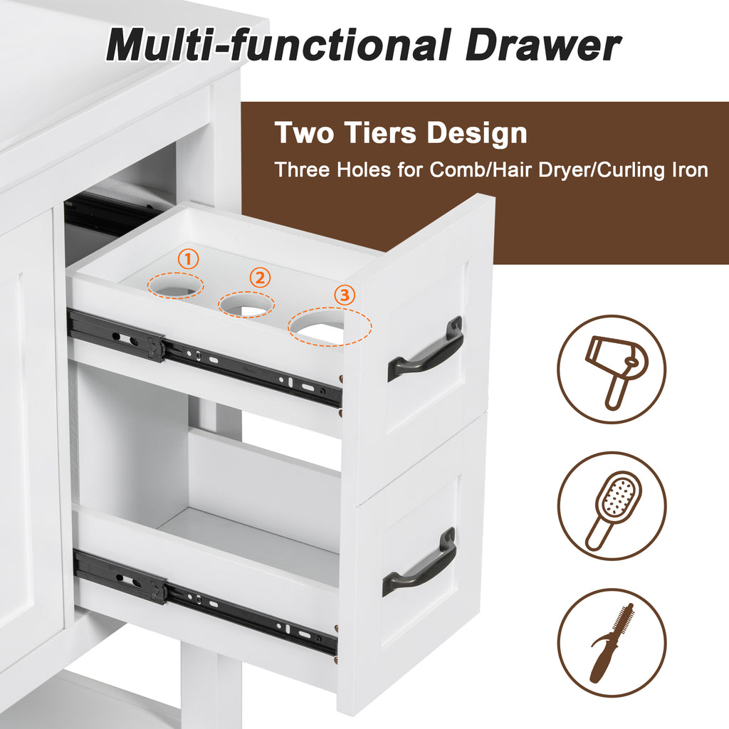 Leoglint 30" Bathroom Vanity without Sink Top, Cabinet Base Only, Vanity with Multi-Functional Drawer, White