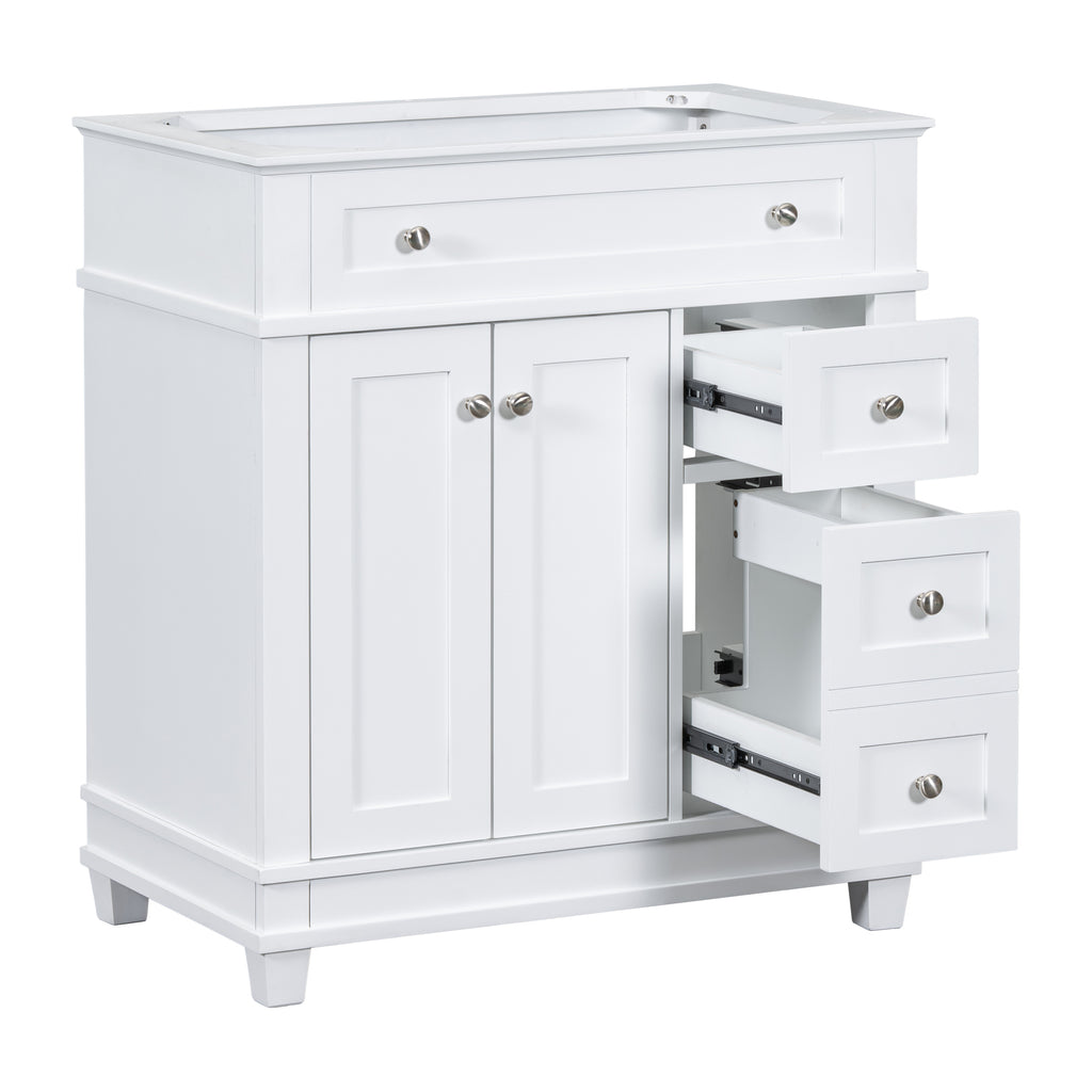 Leoglint 30" Bathroom Vanity Cabinet without Sink, Free Standing Vanity with 2 Drawers& Soft Closing Doors, Solid Wood Frame Bathroom Cabinet, White (NOT INCLUDE SINK)