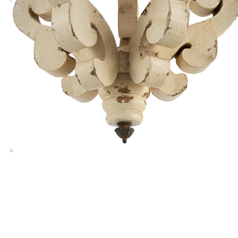 Leoglint Pendant Farmhouse Chandeliar, Distressed White Pendant French Country Wood Chandelier for Living Room Foyer, Bulb Not Included