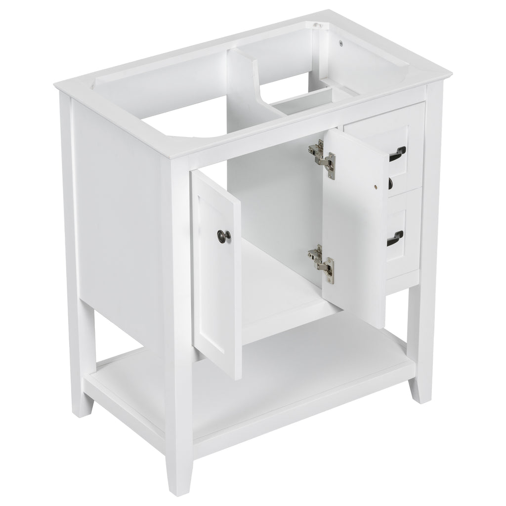 Leoglint 30" Bathroom Vanity without Sink Top, Cabinet Base Only, Vanity with Multi-Functional Drawer, White