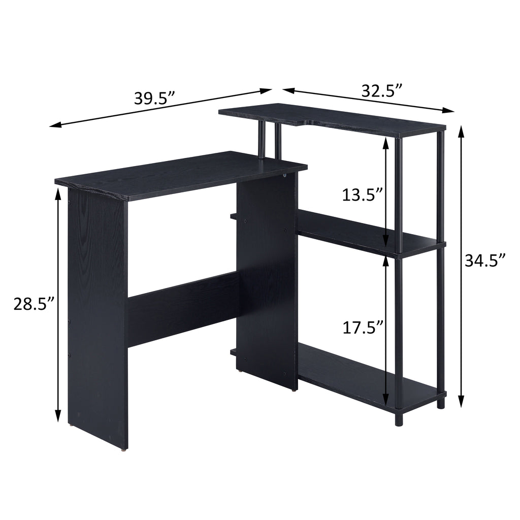 Leoglint Black Office Desk with Bookshelf