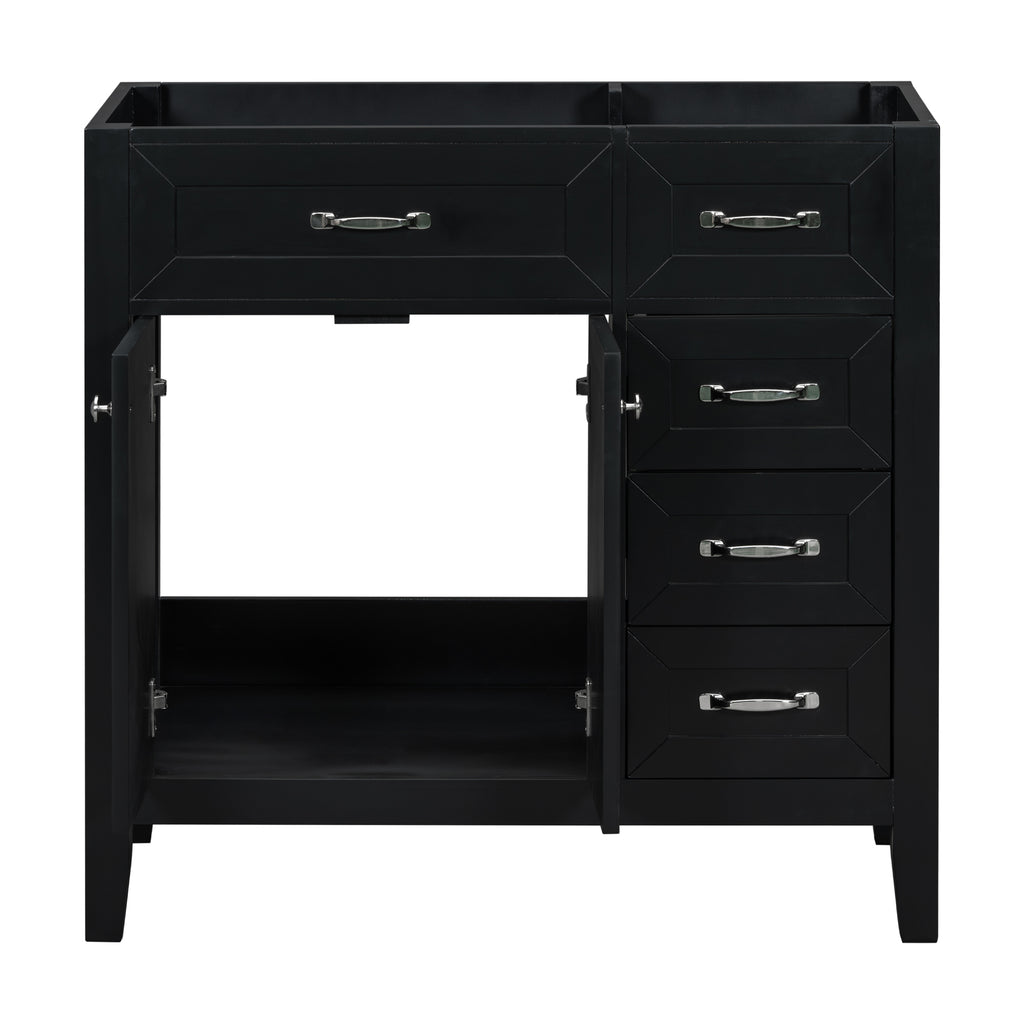 Leoglint 36" Bathroom Vanity without Sink, Cabinet Base Only, Bathroom Cabinet with Drawers, Solid Frame and MDF Board, Black