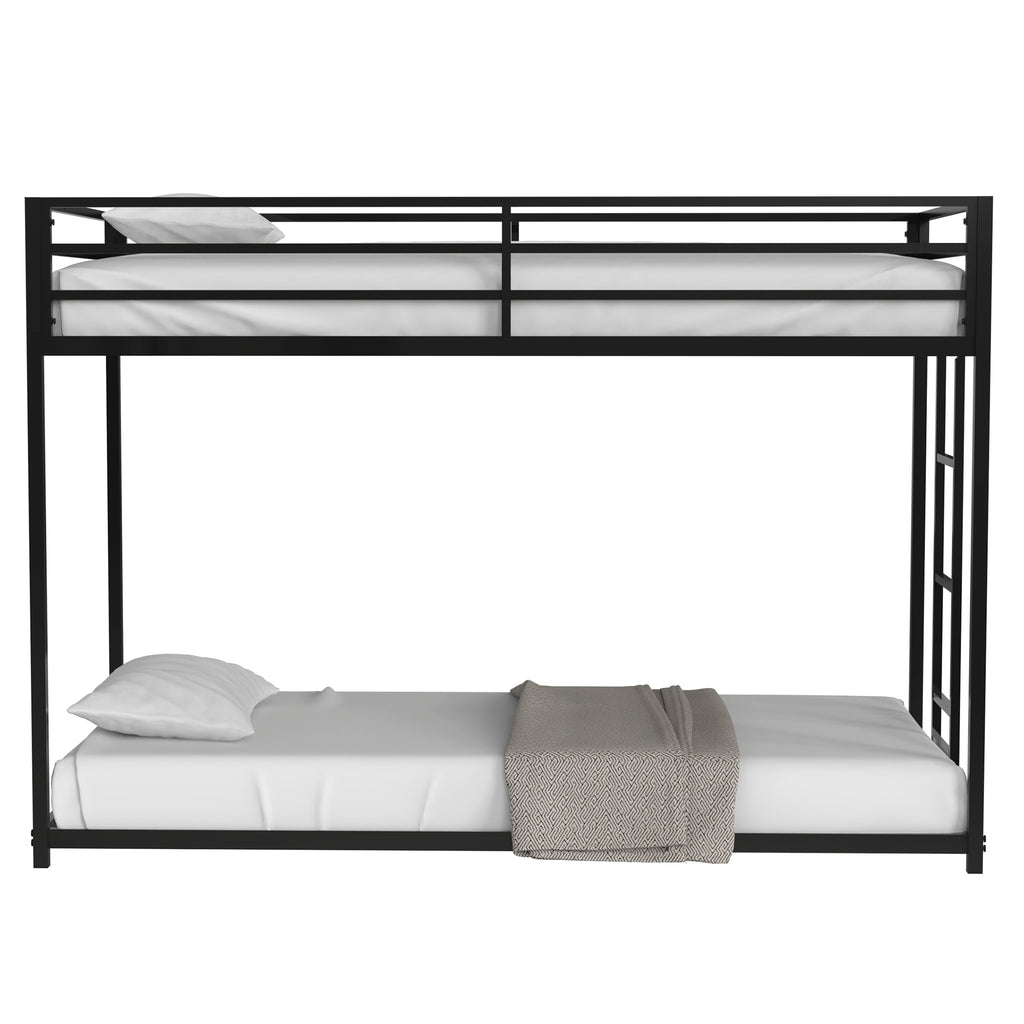 Leoglint Bed Frame Adam Twin over Twin Metal Bunk, Black