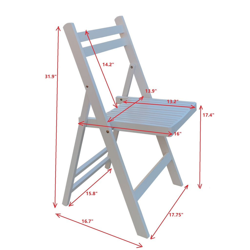 Leoglint Furniture Slatted Wood Folding Special Event Outdoor Chair - White, Set of 4, FOLDING CHAIR, FOLDABLE STYLE