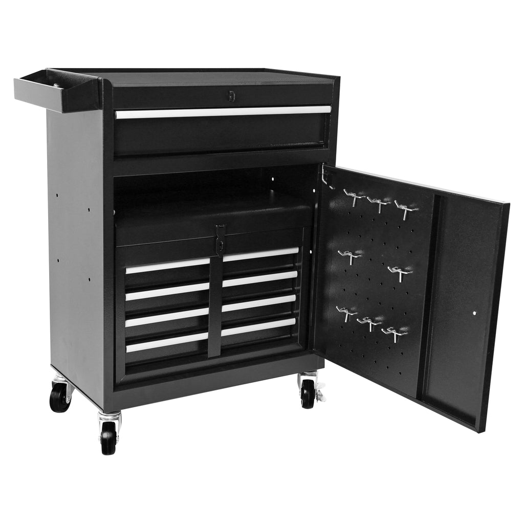 Leoglint Rolling Garage Workshop Organizer Detachable 5 Drawer Tool Chest with Large Storage Cabinet and Adjustable Shelf, Black