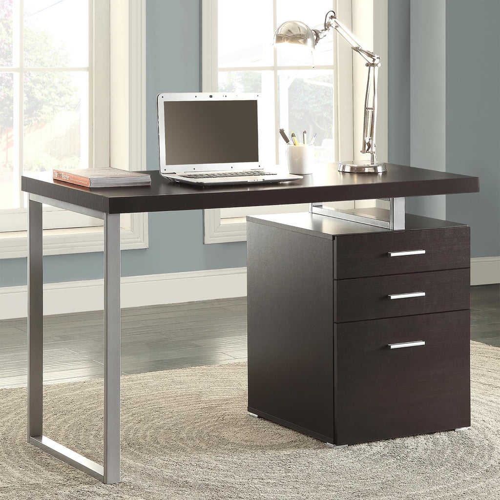 Leoglint Cappuccino 3-drawer Reversible Office Desk