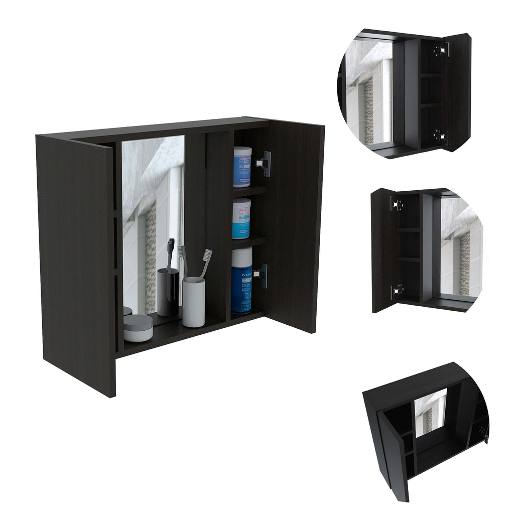 Leoglint Draco Medicine Cabinet, Mirror, Double Door, One External Shelf