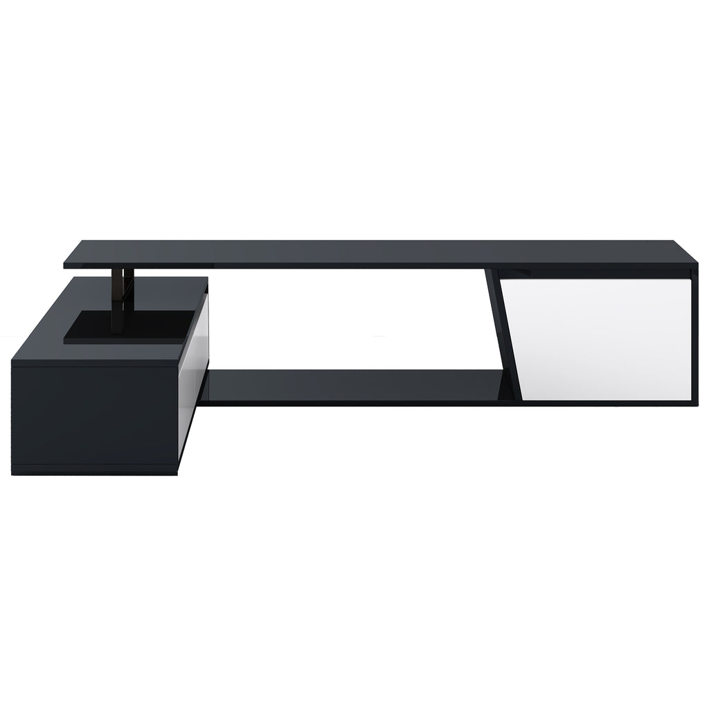 Leoglint U-Can Modern, Minimalist Rectangle Extendable TV Stand, TV Cabinet with 2 Drawers and 1 Cabinet for Living Room, Up to 100''