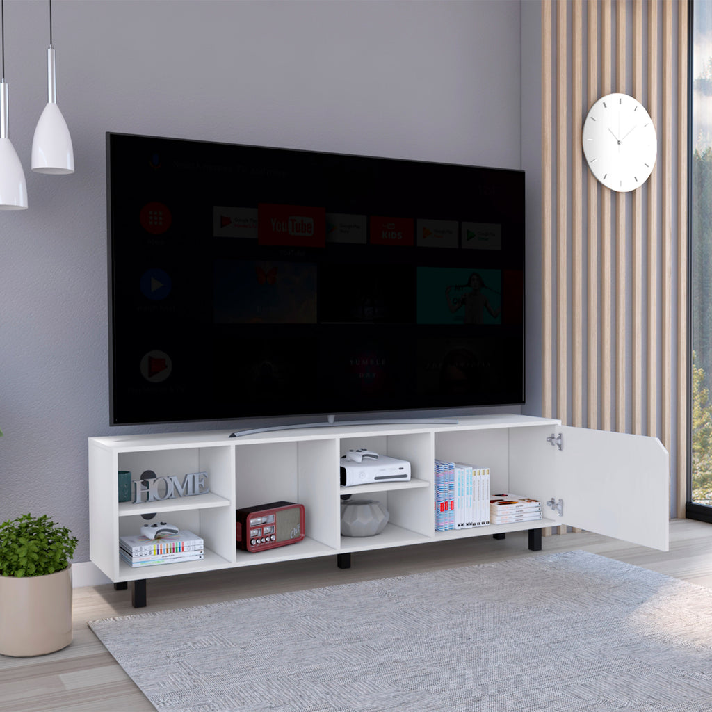 Leoglint TV Stand for TV´s up 70" Estocolmo, Four Open Shelves, White Finish