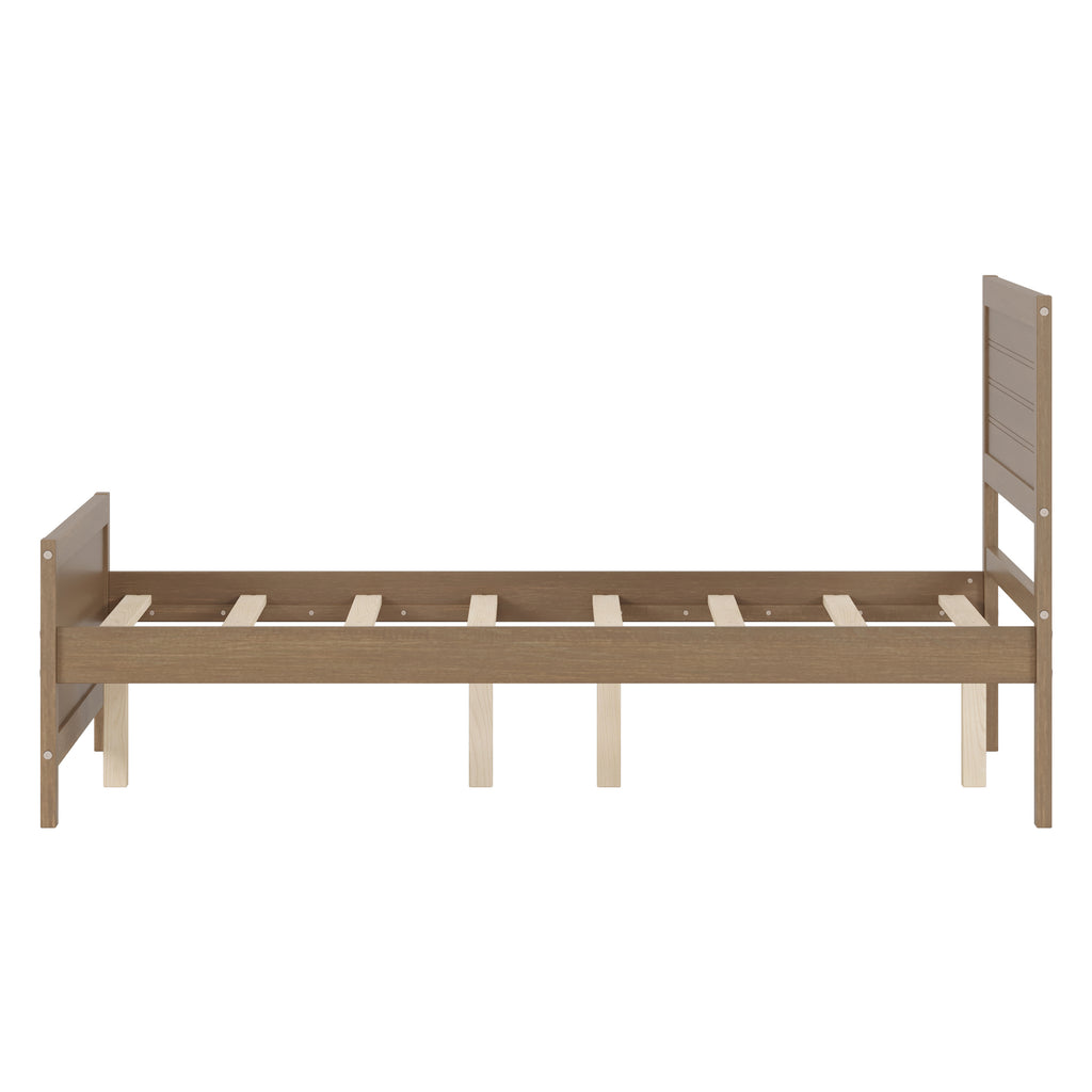 Leoglint Wood Platform Bed Frame with Headboard, Mattress Foundation with Wood Slat Support, No Box Spring Needed, Full Size, Walnut