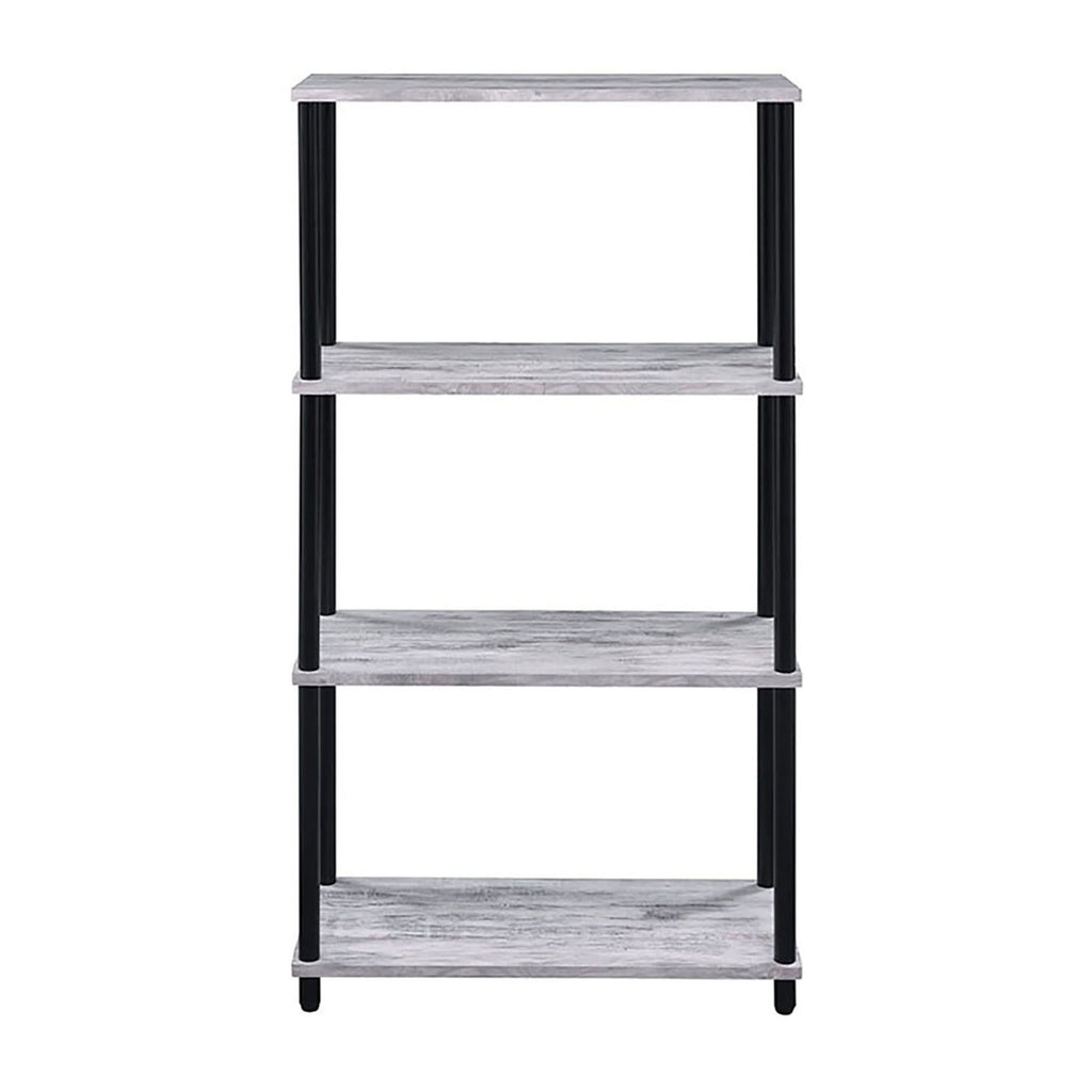 Leoglint Antique White and Black Bookshelf with 4 Shelf