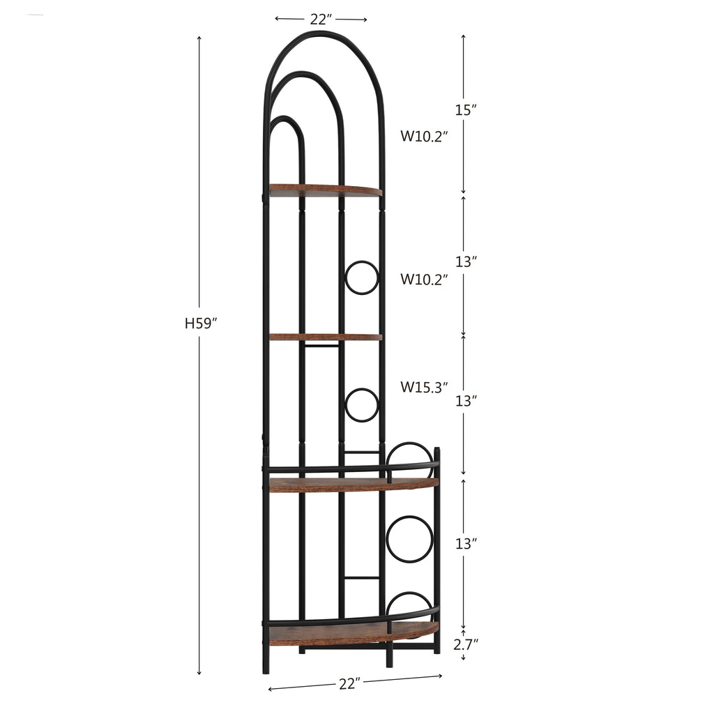 Leoglint 4-Tier Corner Bookshelf, Modern Style, Plant Stand with Metal Frame