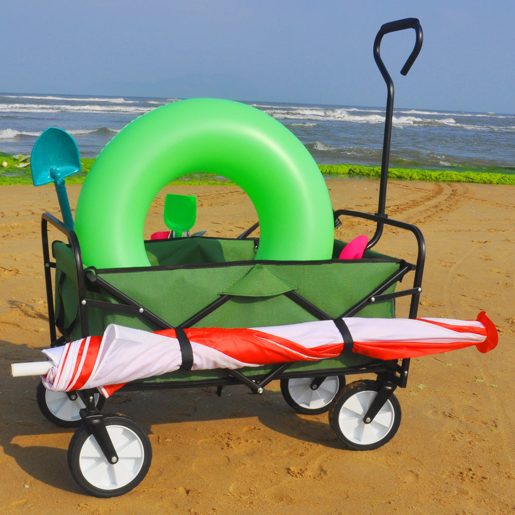 Leoglint Garden cart Folding Wagon Garden Shopping Beach Cart (Green)