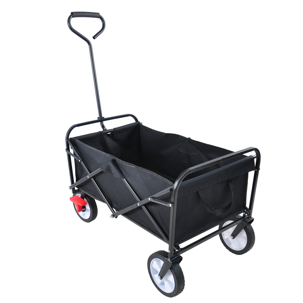 Leoglint Garden cart Folding Wagon Garden Shopping Beach Cart (black)