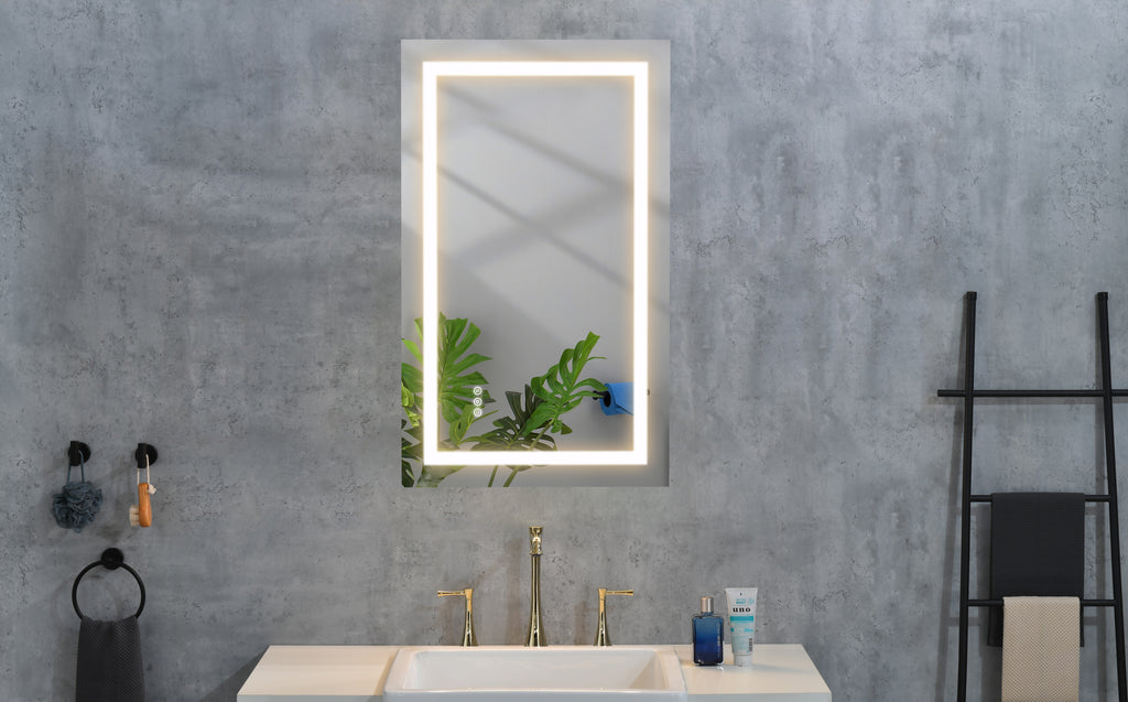 Leoglint LED Bathroom Mirror 40  "x   26" with Front and Backlight, Large Dimmable Wall Mirrors with Anti-Fog, Memory, 3 Colors, LED Vanity Mirror