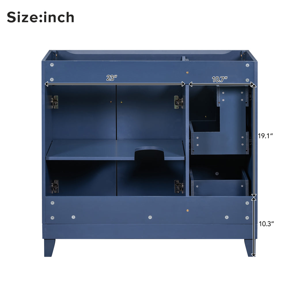 Leoglint [Cabinet Only] 36" Blue Bathroom Vanity(Sink not included)