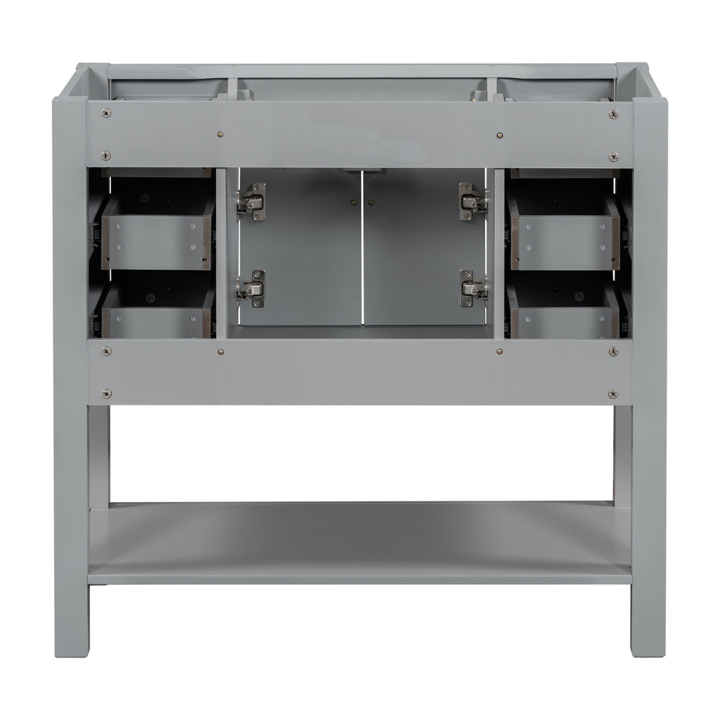 Leoglint 36'' Bathroom Vanity without Top Sink, Grey Cabinet only, Modern Bathroom Storage Cabinet with 2 Soft Closing Doors and 6 Drawers (NOT INCLUDE BATHROOM VANITY SINK)