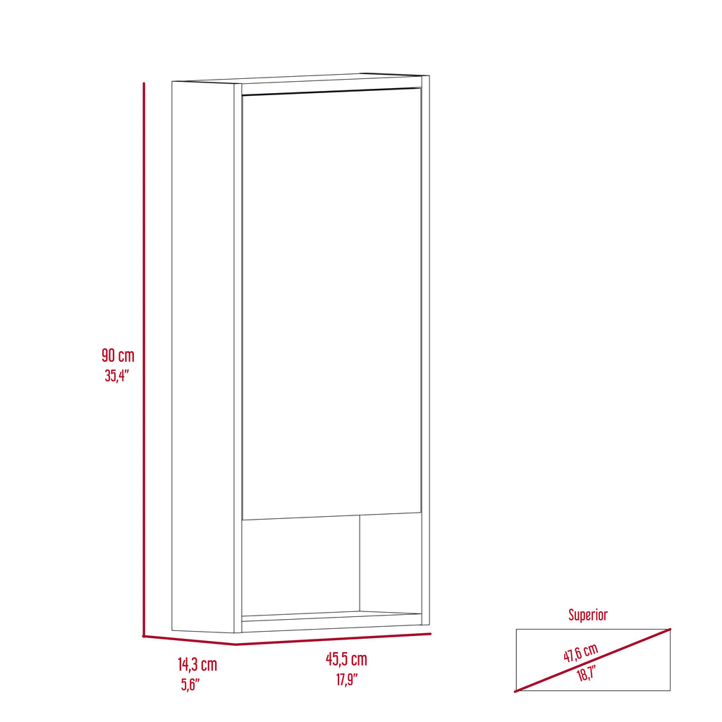 Leoglint Mariana Medicine Cabinet, One External Shelf, Single Door Mirror Two Internal Shelves -Light Gray