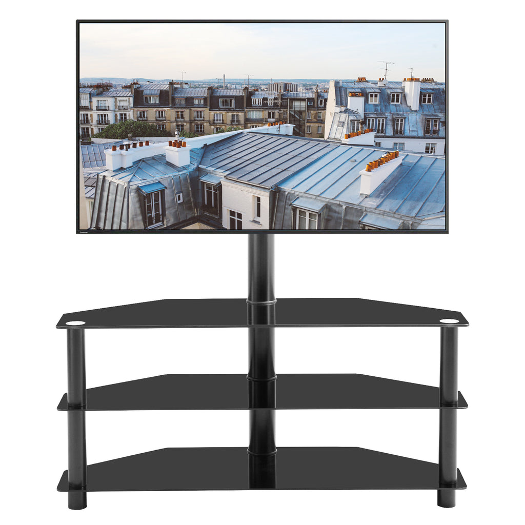 Leoglint Black Multi-function TV Stand Height Adjustable Bracket Swivel 3-Tier