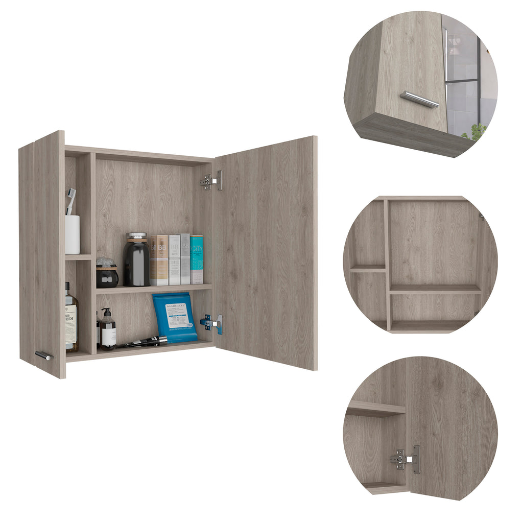 Leoglint Sines Medicine Cabinet, Four Internal Shelves, Double Door -Light Gray