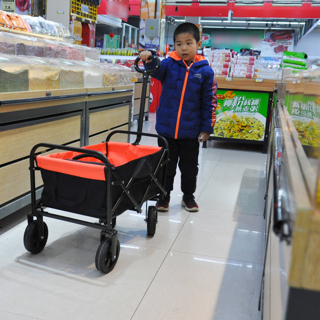 Leoglint Garden cart Mini Folding Wagon Garden Shopping Beach Cart (black+yellow)