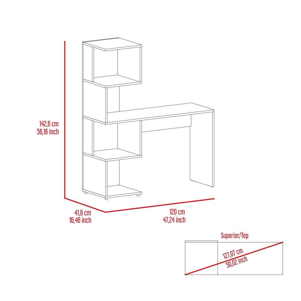 Leoglint Vik Office Desk with Storage Cabinets, Four Shelves