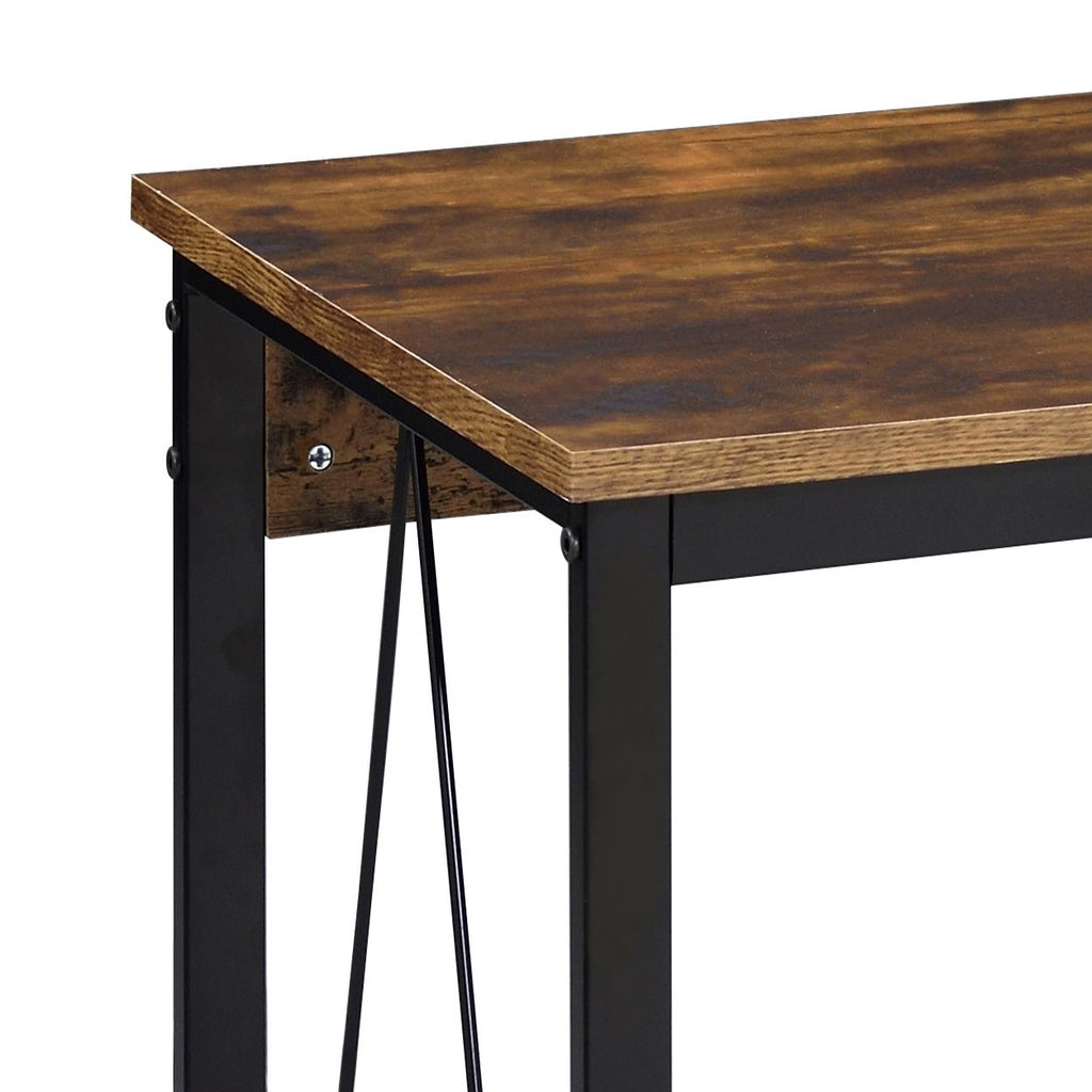 Leoglint Weathered Oak and Black 47.5" Writing Office Desk with Metal Sled Base