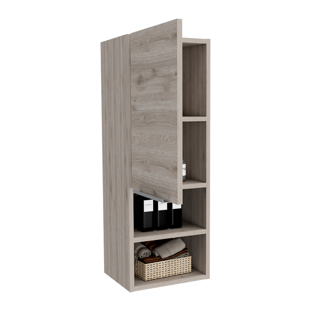 Leoglint Medicine Cabinet Hazelton, Open and Interior Shelves, Light Gray Finish