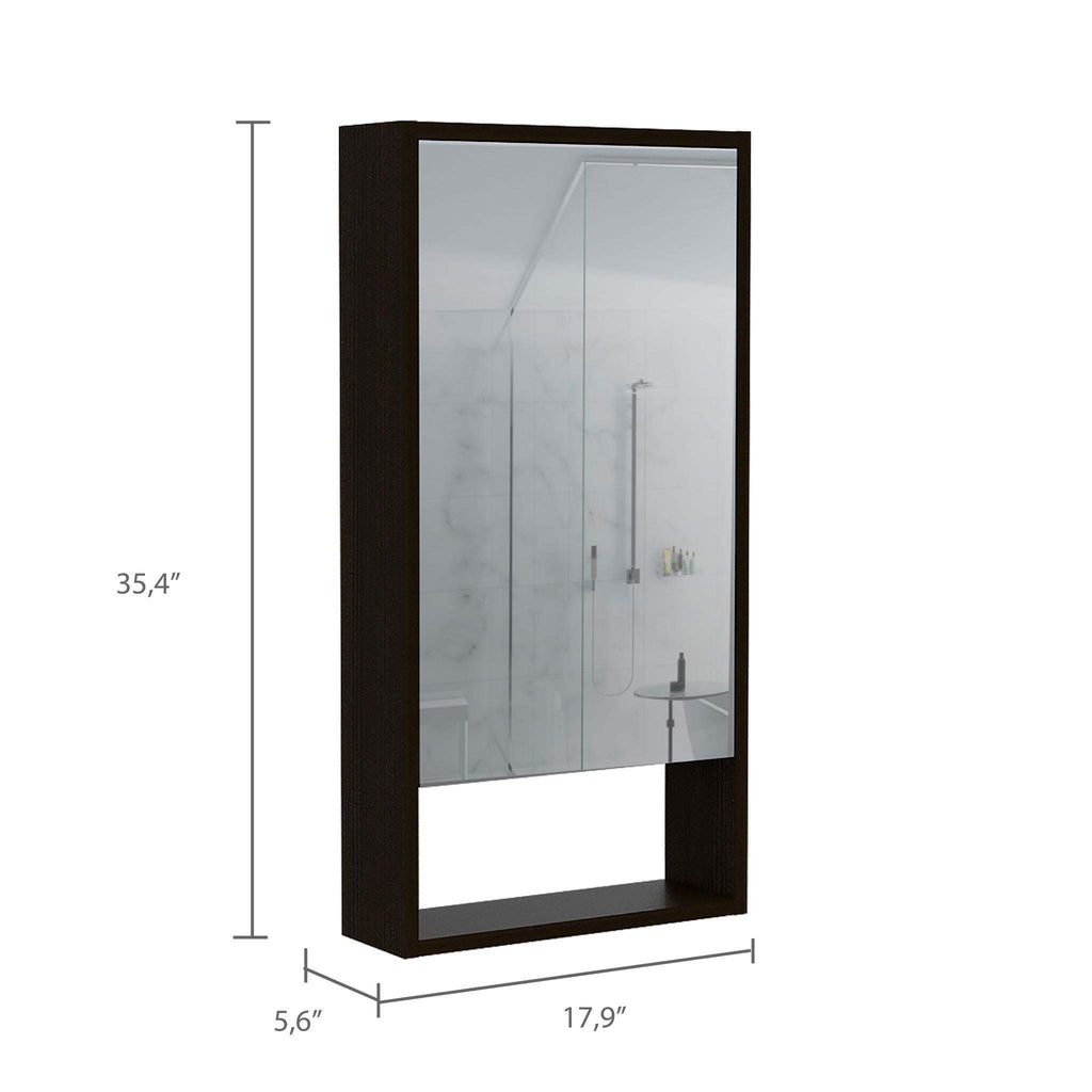 Leoglint Modesto Medicine Cabinet, One Open Shelf, Mirrored Cabinet With Two Interior Shelves