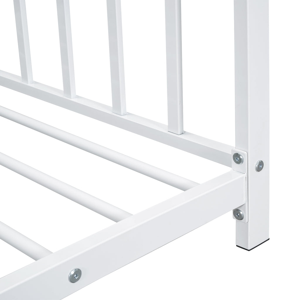 Leoglint Twin Size Metal House Platform Bed Frame, White