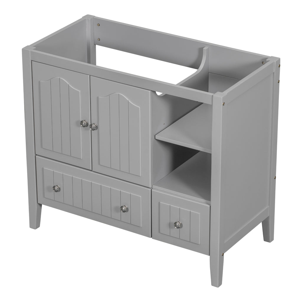 Leoglint 36" Bathroom Vanity Base Only, Solid Wood Frame and MDF Boards, Grey