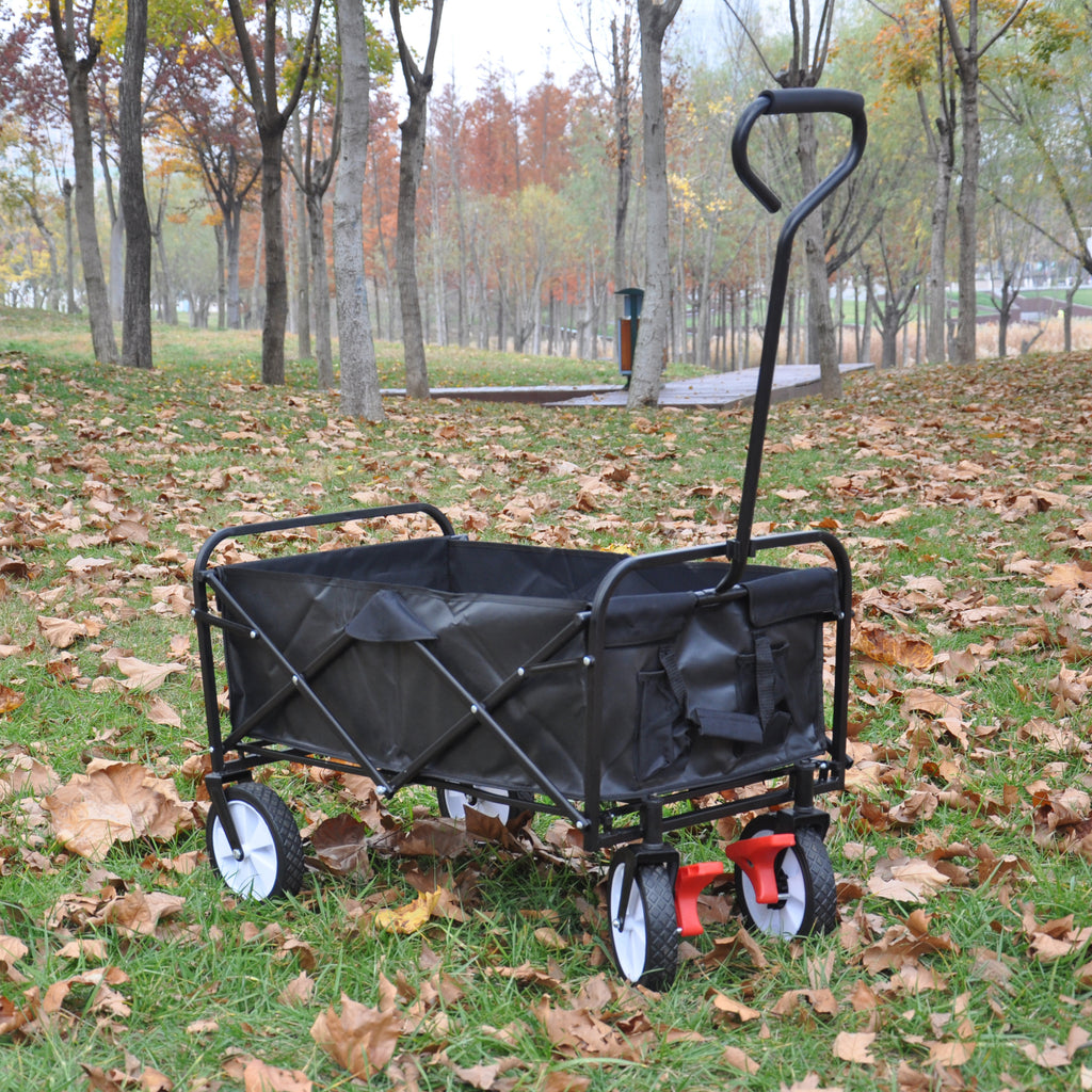 Leoglint Garden cart Folding Wagon Garden Shopping Beach Cart (black)