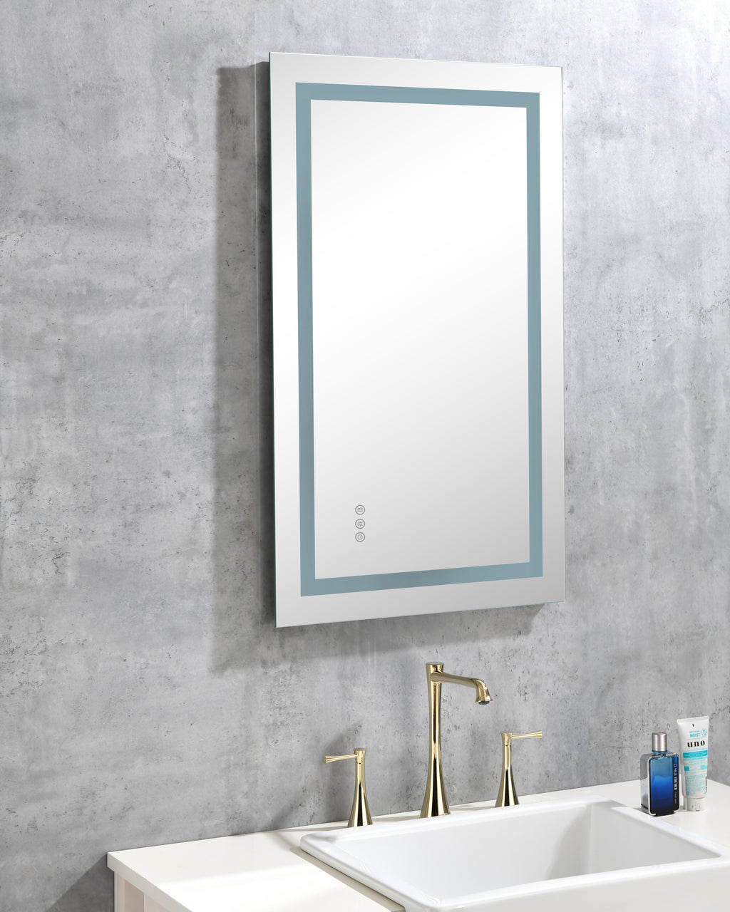 Leoglint LED Bathroom Mirror  36 "x 30  " with Front and Backlight, Large Dimmable Wall Mirrors with Anti-Fog, Memory, 3 Colors, LED Vanity Mirror