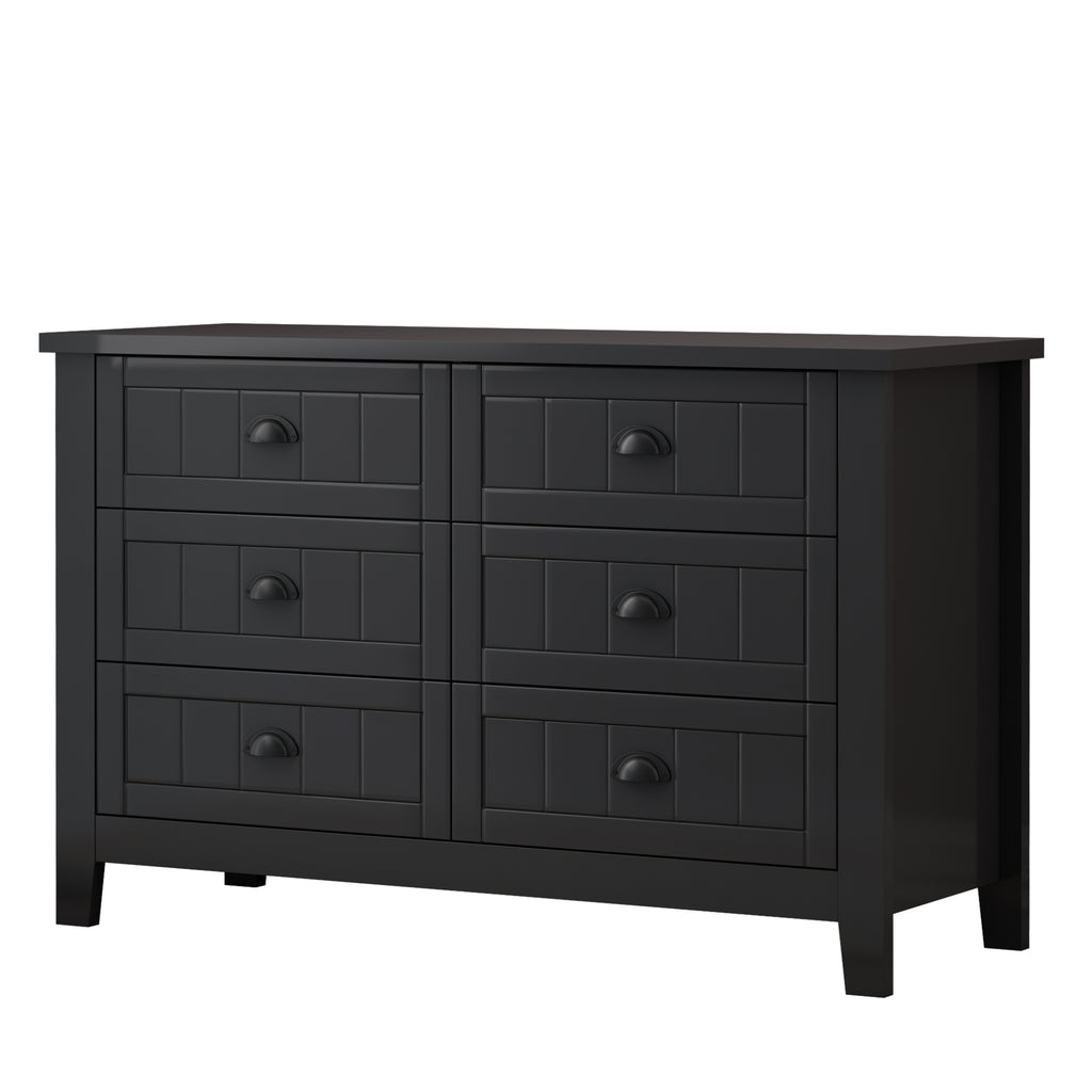 Leoglint Drawer Dresser BAR CABINET side cabinet,buffet sideboard,buffet service counter, solid wood frame,plasticdoor panel,retro shell handle,applicable to dining room, living room, kitchen ,corridor,black