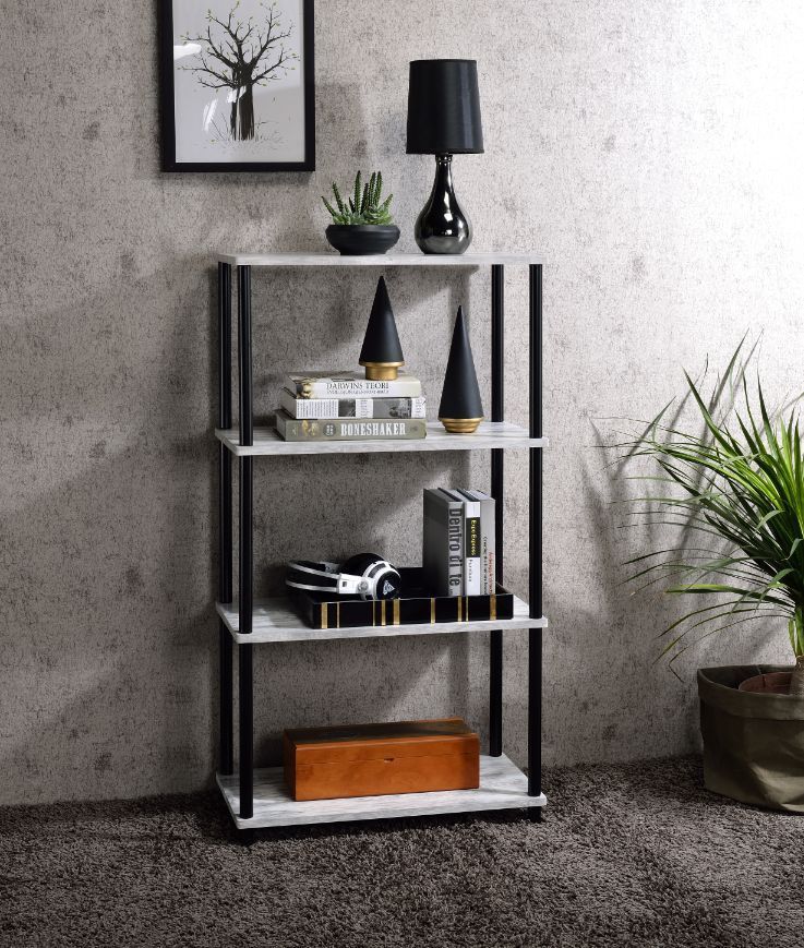 Leoglint ACME Nypho Bookshelf, Antique White & Black Finish 92737