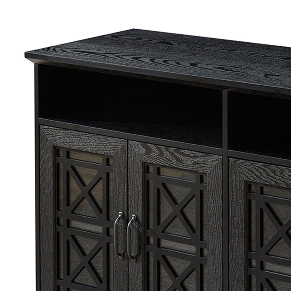 Leoglint 53" TV Stand Console/Storage Buffet Cabinet/Sideboard, Black- Wood Grain Finish