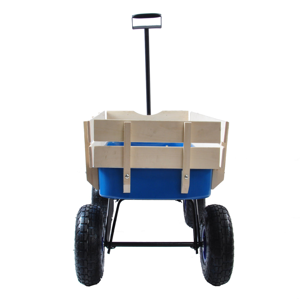 Leoglint Outdoor Wagon All Terrain Pulling Wood Railing Air Tires Garden Cart