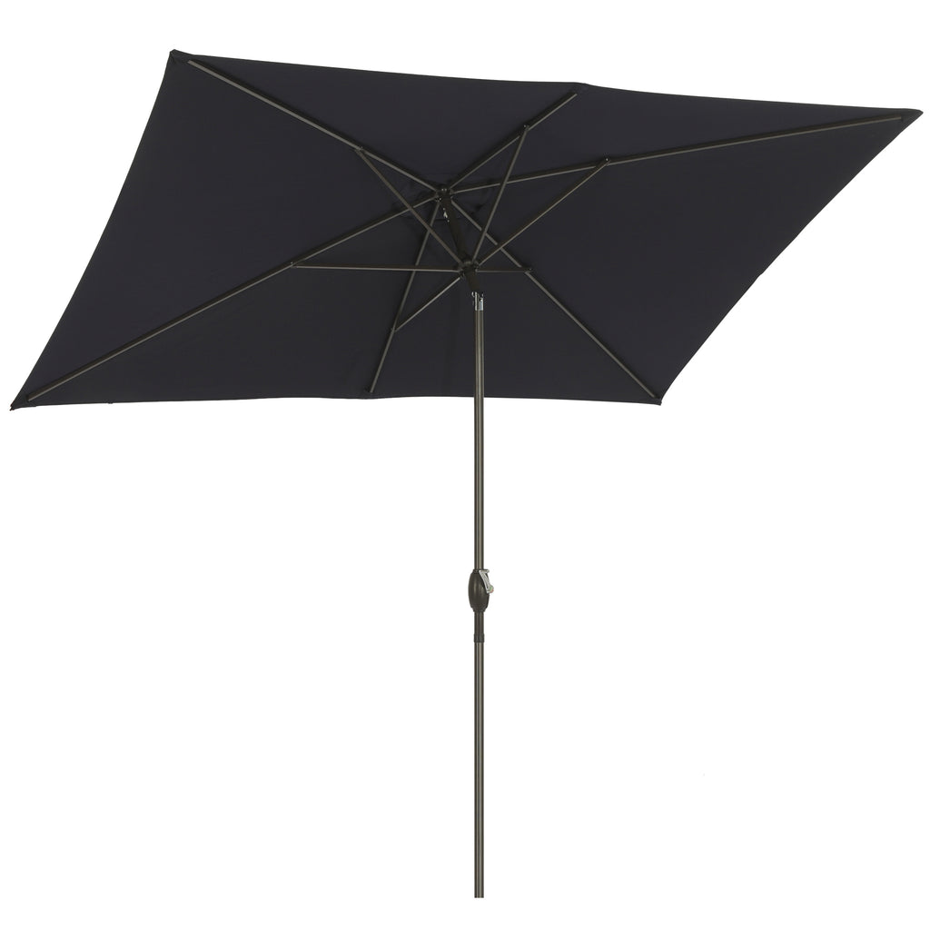 Leoglint 6.5ft * 10ft Rectangular Patio Outdoor Umbrella with Push Button Tilt & Crank, Outdoor Table Market Umbrella with Aluminum Pole - Black