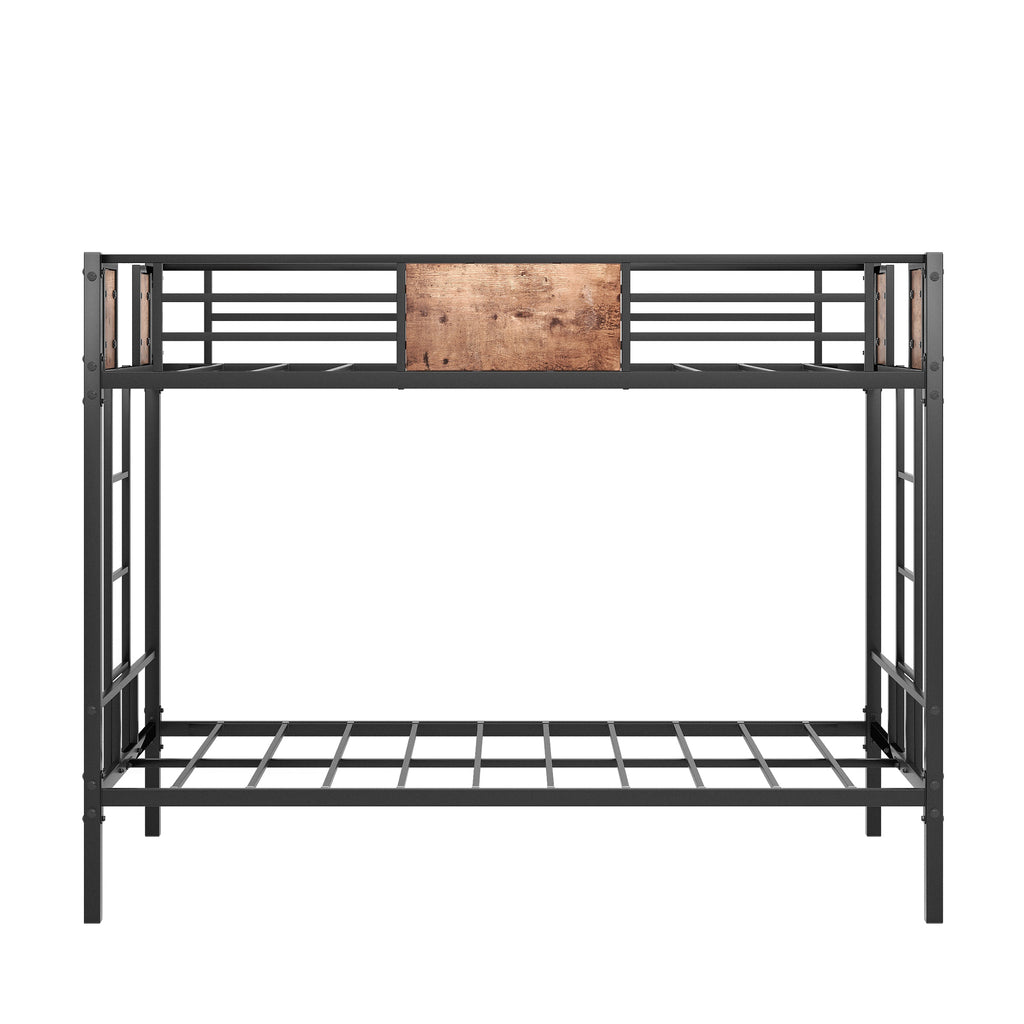 Leoglint Twin Over Twin Size Metal Bunk Bed Frame Black