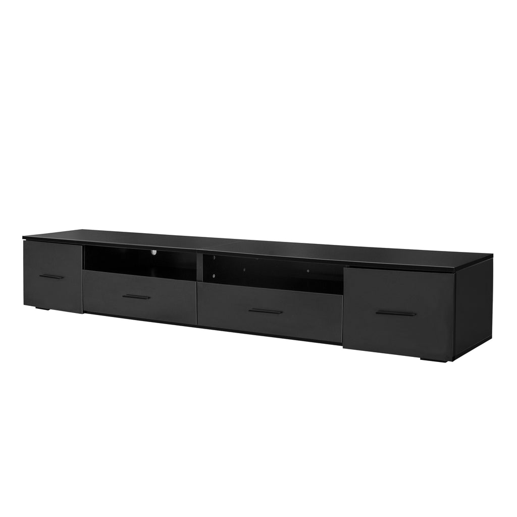 Leoglint Black TV Stand for Living Room,  Modern Entertainment Center Stand for TV Up to 90 Inch, Large Led TV Stand with 4 Storage Drawers, High Glossy Waterproof  TV Console, TV Table Media Furniture