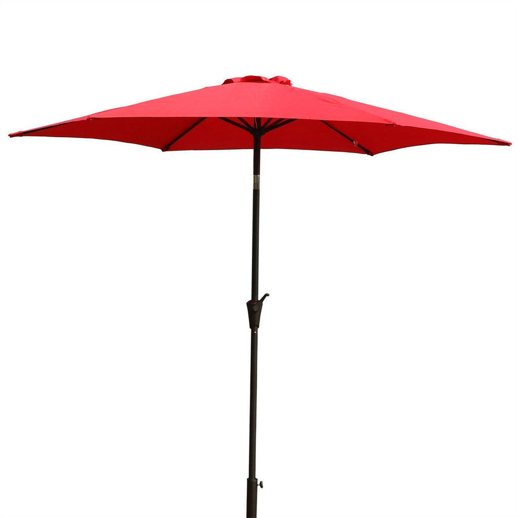 Leoglint 8.8 feet Aluminum Patio Outdoor Umbrella, Patio Umbrella, Market Umbrella with 33 pounds Round Resin Umbrella Base, Push Button Tilt and Crank lift, Red