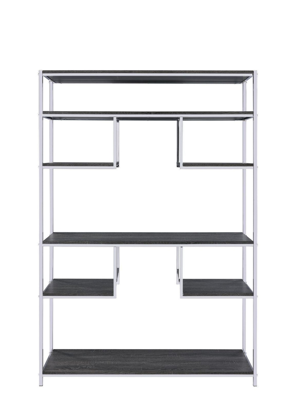 Leoglint ACME Vonara Bookshelf, Rustic Gray Oak & Chrome 92657