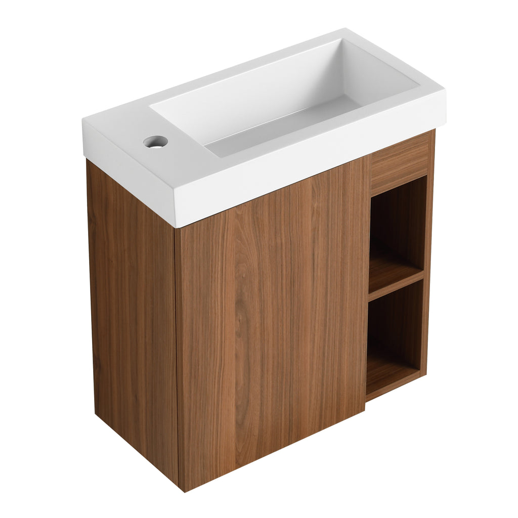 Leoglint 20'' Floating Wall-Mounted Bathroom Vanity with White Resin Sink & Soft-Close Cabinet Door