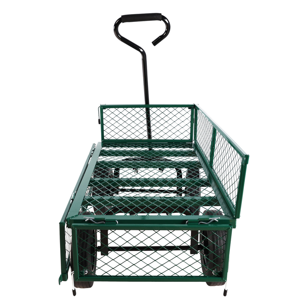 Leoglint (Green solid wheels wagon cart) Solid wheels Tools cart Wagon Cart Garden cart trucks  make it easier to transport firewood