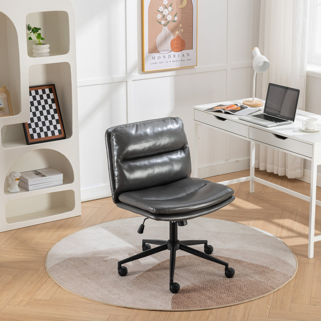 Leoglint Bizerte Adjustable Swivel Criss-Cross Chair, Wide Seat/ Office Chair /Vanity Chair, Gray