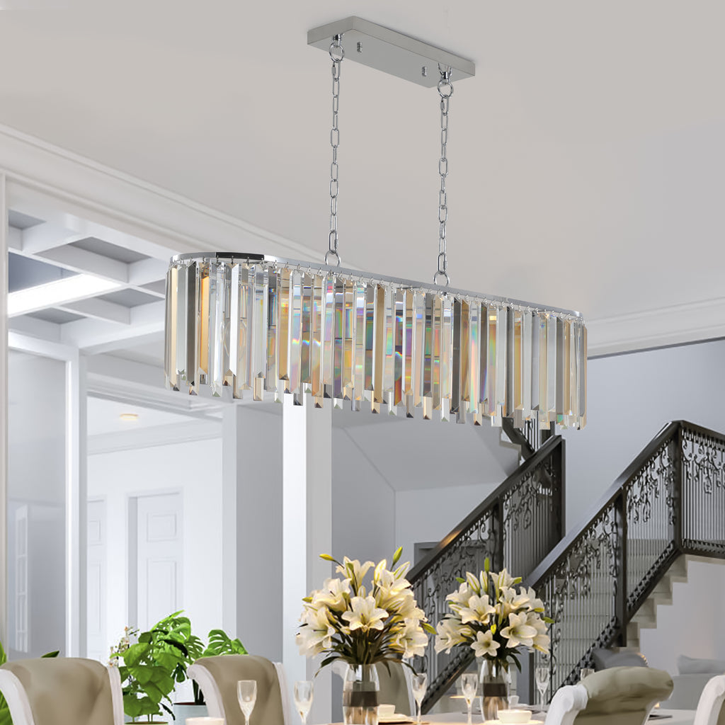 Leoglint Pendant Modern Oval Crystal ceiling chandelier Luxury Home Decor Light Fixture