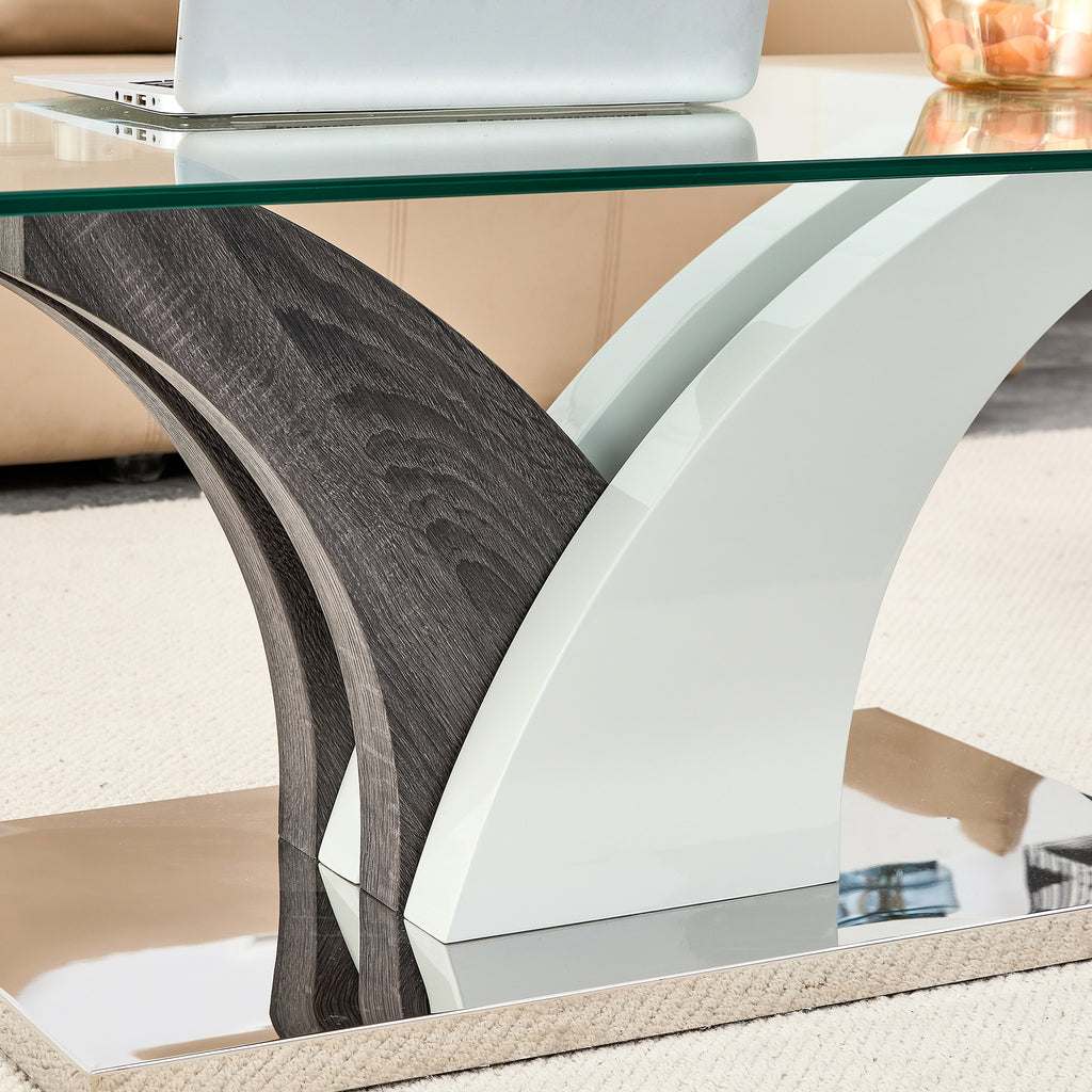 Leoglint Modern dining table,Tea Table.Coffee Table. Tempered glass countertop, and artistic MDF legs are perfect for hosting dinners, conferences, home, and office decorations.B-793